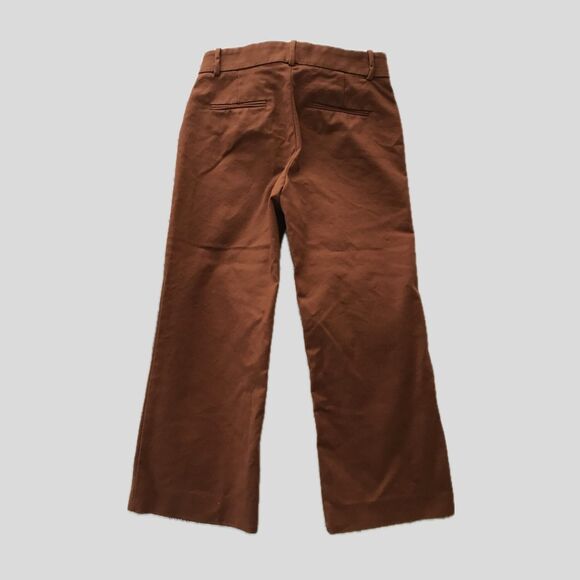 Zara Brown Cropped Cotton Straight Leg Trousers Casual Work Pants - S - Picture 2 of 9